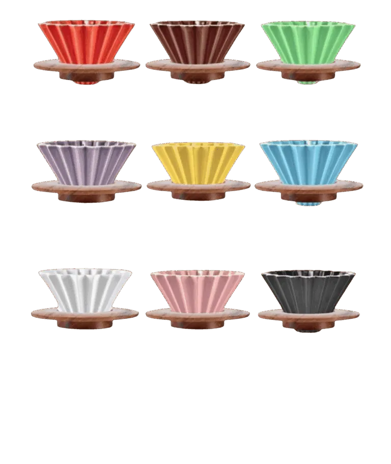 ⁨اقماع حجم 0.2 تقطير مزودة بقاعدة خشبية وعدة اللوان⁩ Coffee Tools | الأدوات القهوه ⁨اقماع حجم 0.2 تقطير مزودة بقاعدة خشبية وعدة اللوان⁩