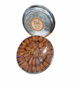 Dates with cardamom and saffron, large iron box. Dates of happiness, dates with cardamom and saffron, silver box, 1 kg.