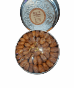 Dates with cardamom and saffron, large iron box. Dates of happiness, dates with cardamom and saffron, silver box, 1 kg.