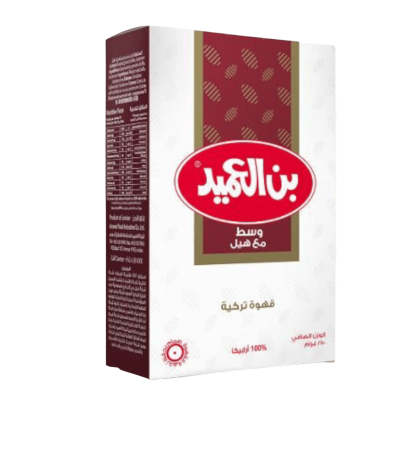 Al-Ameed Medium Coffee with Cardamom, Turkish Coffee, Jordanian Product, 250g - Authentic and Rich Arabic Flavor