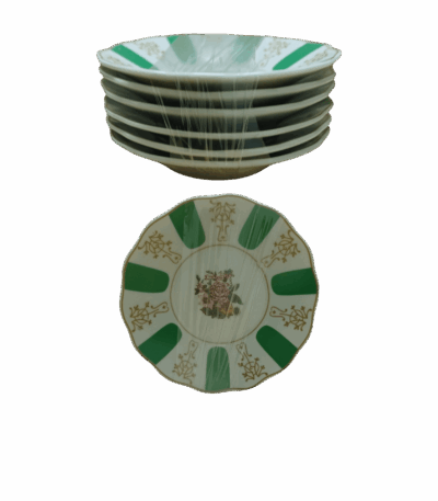 طقم صحون طقم صحون اخضر طقم صحون سيراميك صغيرة - 6 حبات بتصميم أنيق