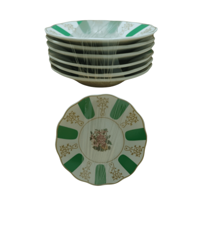 Dinnerware set, green dinnerware set, small ceramic dinnerware set - 6 pieces with an elegant design