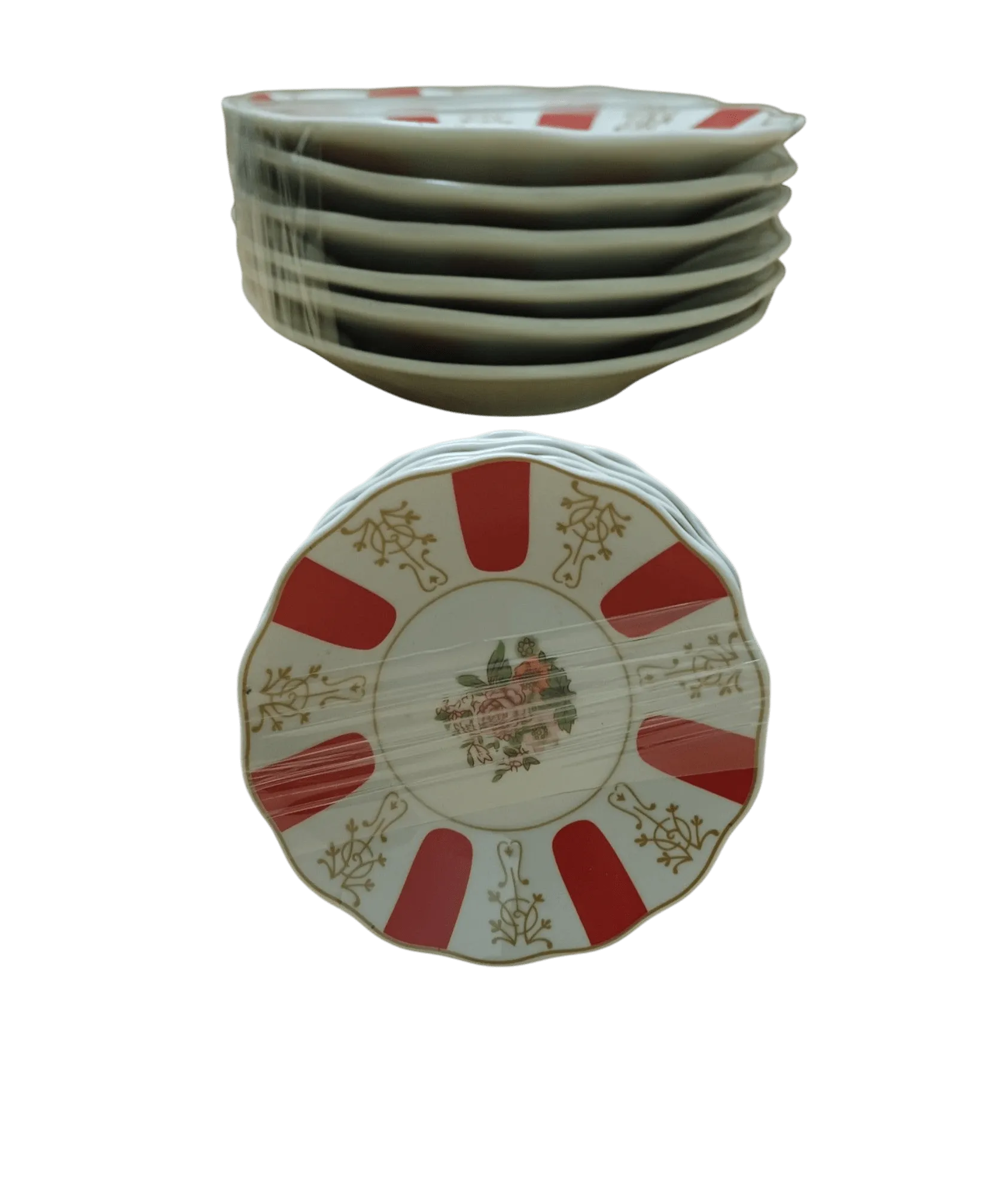 6-1174450075 Dinnerware set, red dinnerware set, small ceramic dinnerware set - 6 pieces with an elegant design