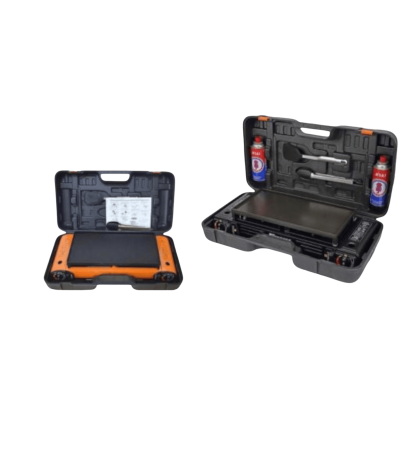 Shoula Burger with two gas burners in a bag.