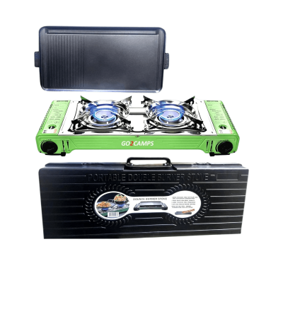 Camping stove, camping stove, Korean double burner camping stove, Bhutan with barbecue grill