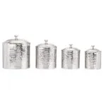 Luxury hammered metal canister set – 4 pieces for storing coffee, sugar, and tea