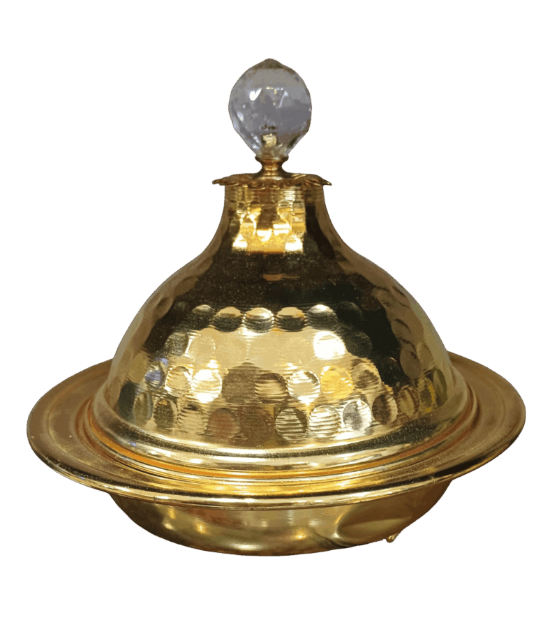 دار الرؤى طبق تقديم تمر بغطاء عثماني حجم كبير ذهبي Coffee Tools | الأدوات القهوه دار الرؤى طبق تقديم تمر بغطاء عثماني حجم كبير ذهبي