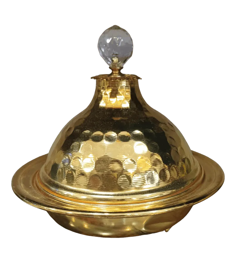 دار الرؤى طبق تقديم تمر بغطاء عثماني حجم كبير ذهبي Coffee Tools | الأدوات القهوه دار الرؤى طبق تقديم تمر بغطاء عثماني حجم كبير ذهبي