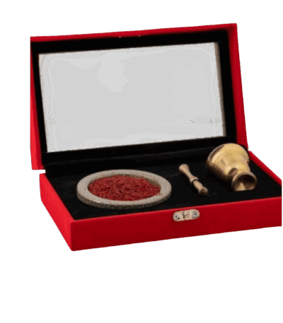 Saffron Velvet Box and Saffron Tin | Saffron Velvet Box and Saffron Tin - A luxurious gift box for a special occasion