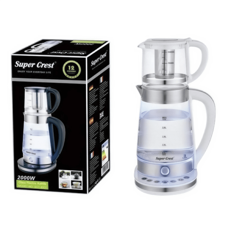 Super Crest 2000W Glass Electric Kettle with Tea Filter – Model SCT-4001 - Tea