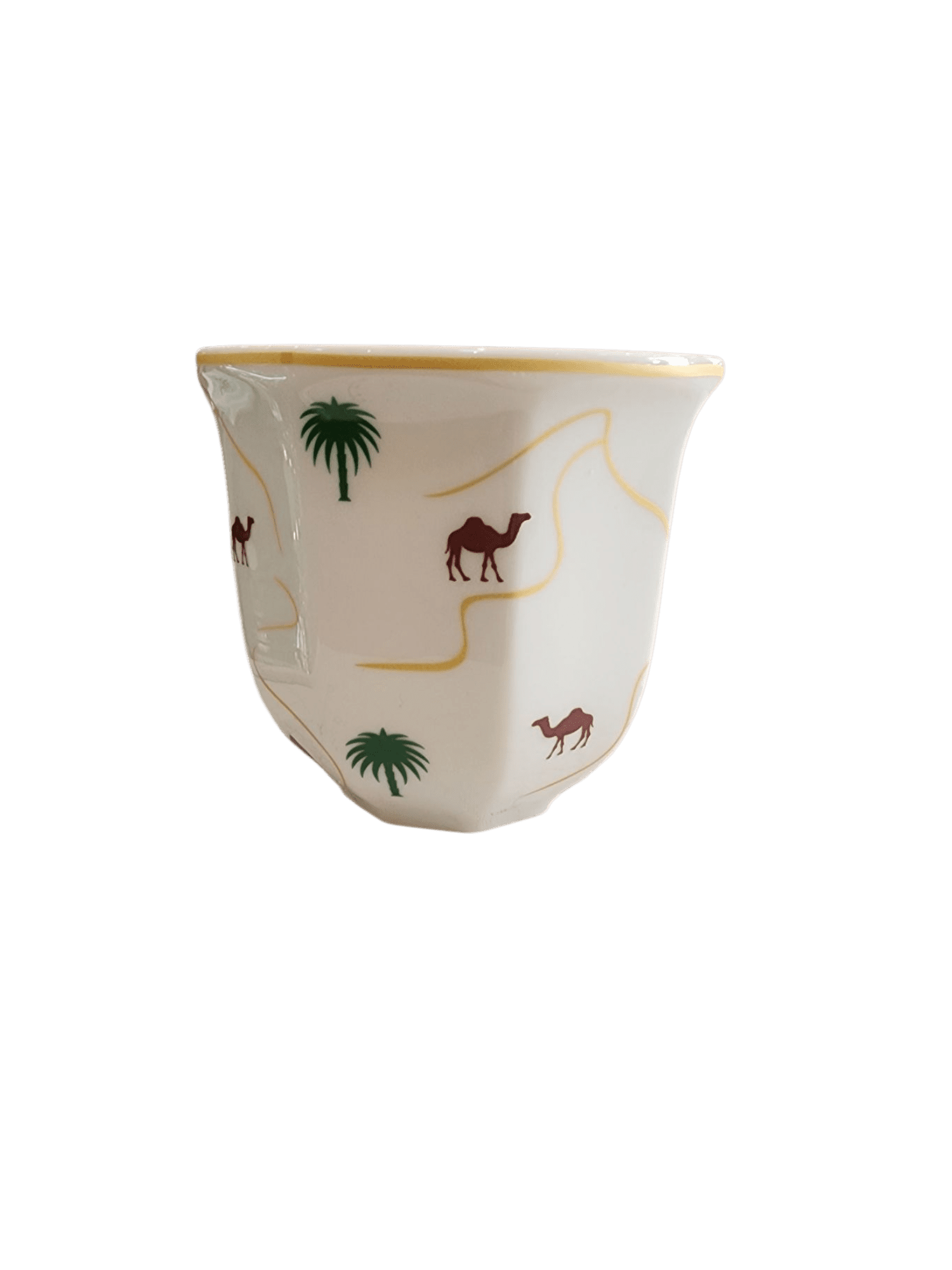 Photoroom-20260409_145156_3 فنجان قهوة عربي فاخر بتصميم هندسي – نقش نخلة وجمل – لون أبيض بلمسات ذهبية - Image 1