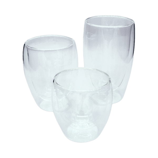 Double-walled insulated glass cup – ideal for coffee, hot and cold drinks, and tea.