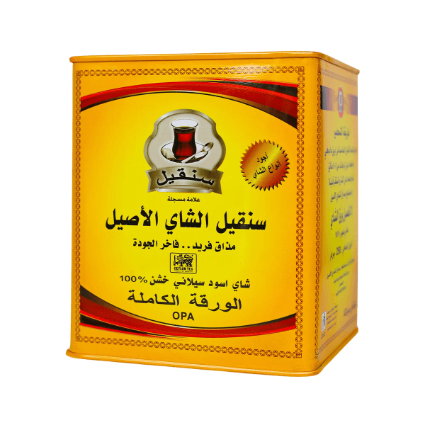 شاي سنقيل الأسود السيلاني الخشن OPA الورقة الكاملة – علبة معدنية